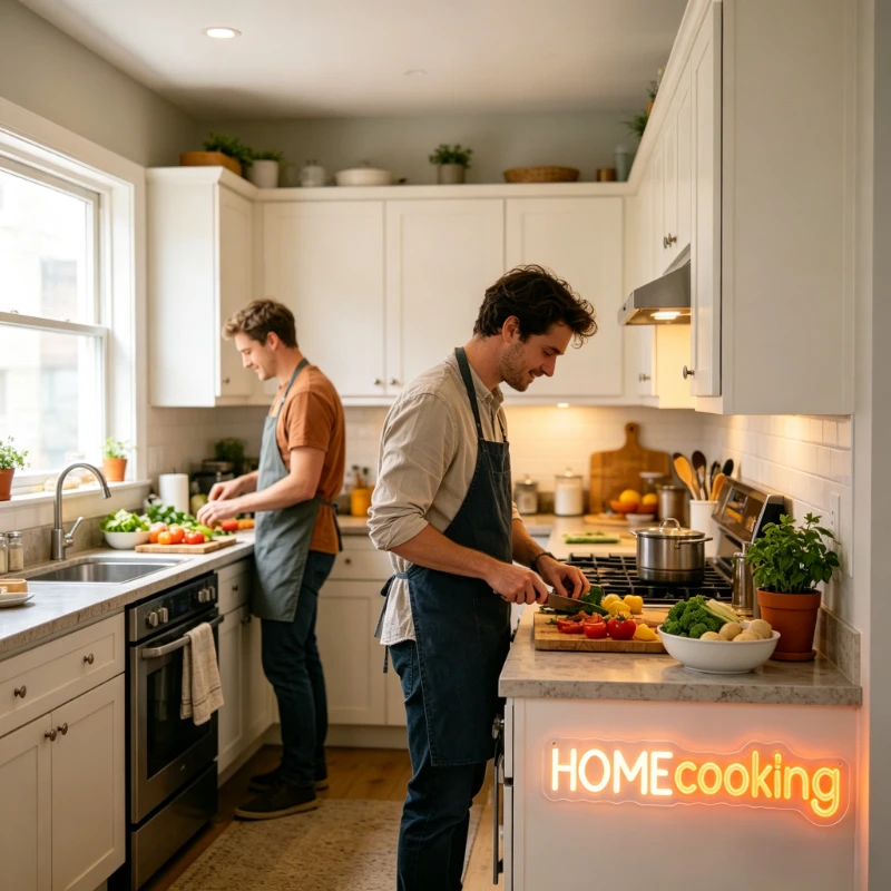 Home Cooking Neon Sign LED USB Kitchen Decor Cafe Restaurant Foodie Night Light for Dining Room Table Desk Indoor Wall Art