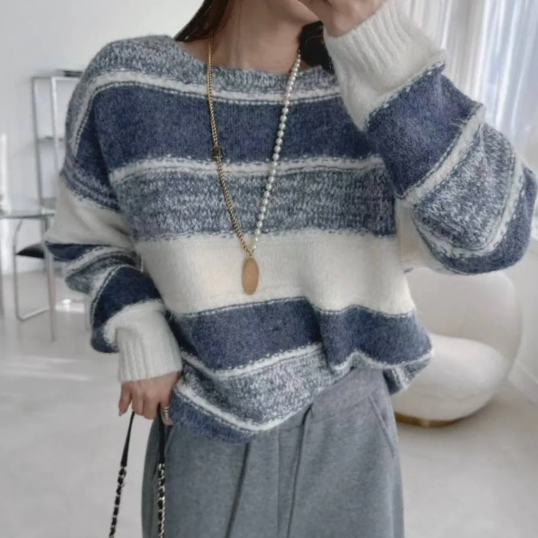 

Faionable ort вязаный свитер женский осенне-зимний теплый полиэфирное волокно для поездок на работу Sle винтажный дизайн шикарный топ