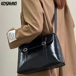 Vintage Solid All Match Simple Women Shoulder Bag Casual Streetwear Trendy Messenger Bags Fashion Retro Y2k Handbags Crossbody