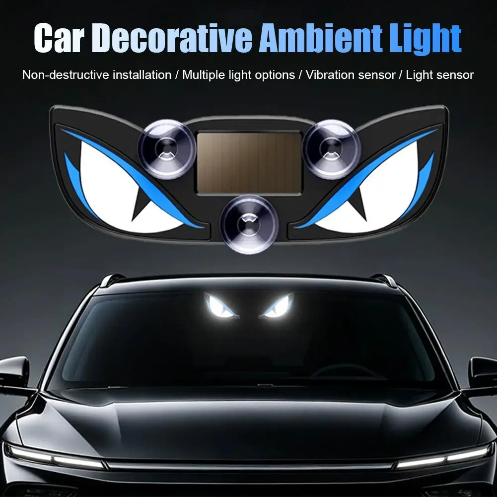 Solar Powered Demon Eye LED Car Light Dynamic Devil Eye Animated Flashing Warning Lamp For SUV Rear Windshield Suction