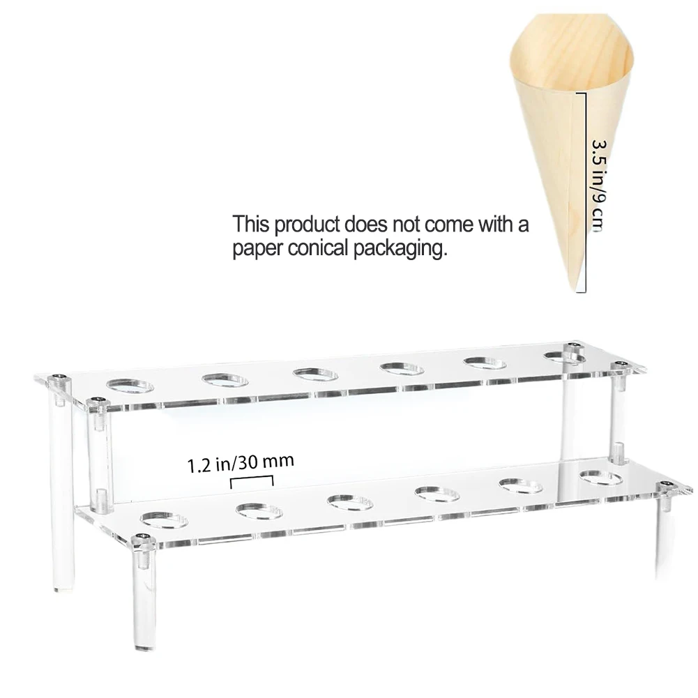 12 Holes Cone Holder for Food Display Ice Cream For Charcuterie Finger Foods Appetizers Acrylic Stand with Construction