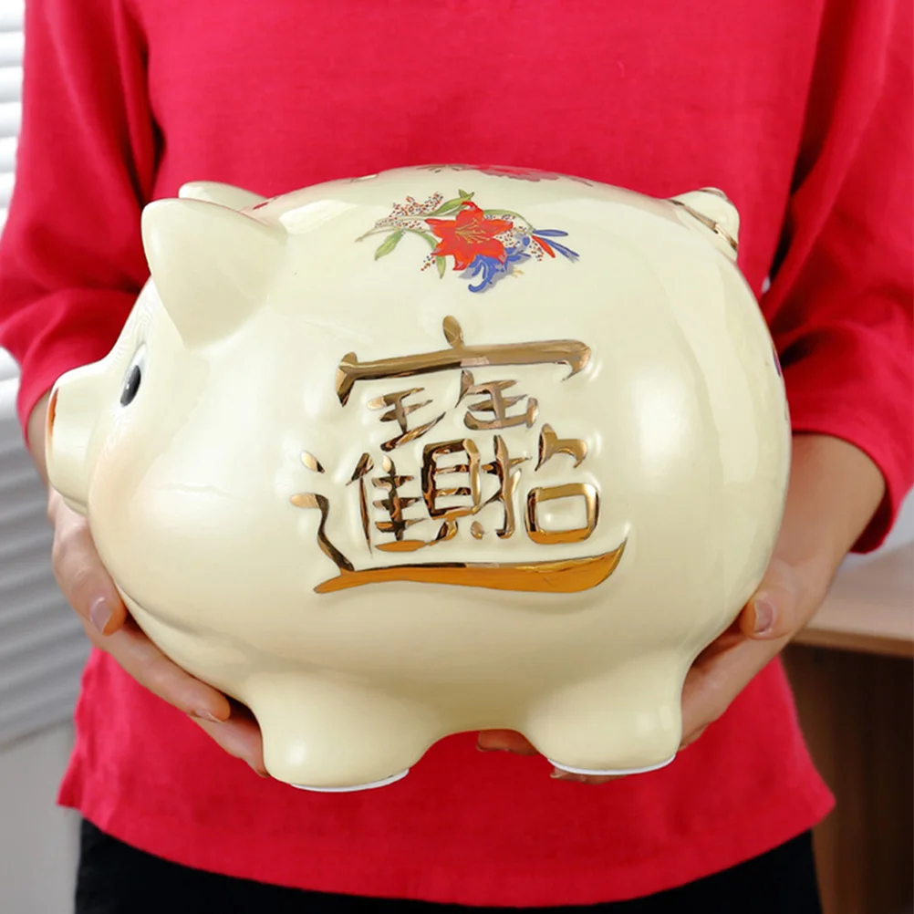 

Ceramic Piggy Bank Home Piggy Bank Pig Shape Coin Jar Ornament Lovely Gift for Kids Children Money Saving Jar Decoration