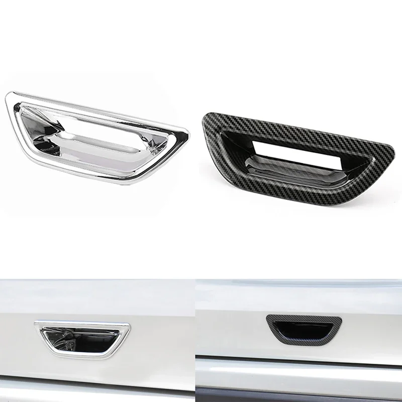 1 Pcs Car Rear Trunk Tail Door Bowl Cover Trim Chrome/Carbon Fiber Pattern Sticker For Nissan X-Trail Xtrail Rogue T32 2014-2019