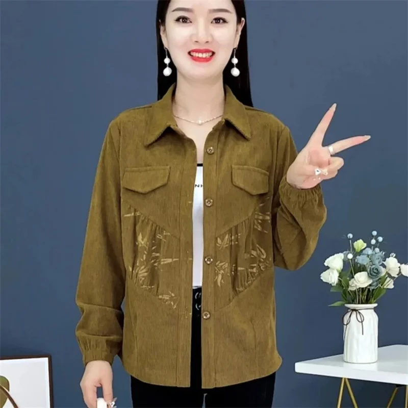 

Jacket Ladies Spring Autumn 2023 New Coat Was High-Grade Retro Corduroy Cardigan Outerwear Women Fashion Loose Overcoat Tide Top