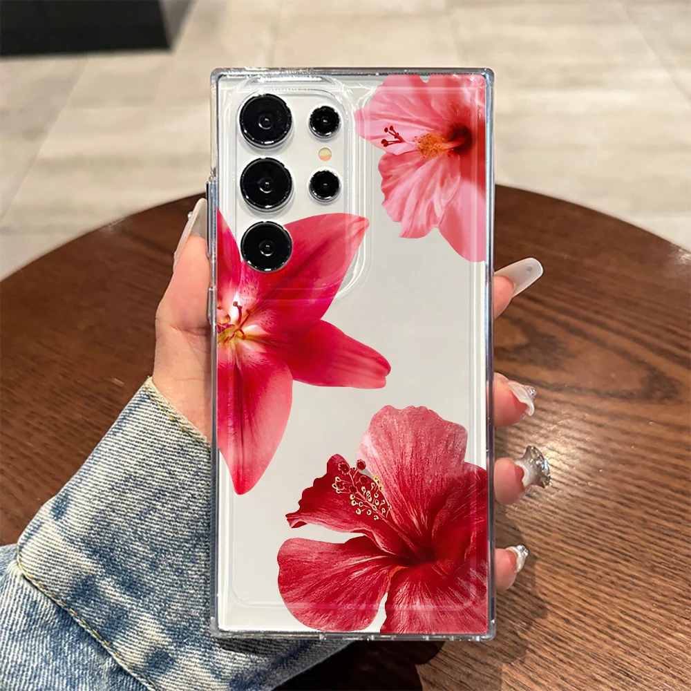 Orchideenblumen-Hülle für Samsung Galaxy S26 S25 S24 S23 Ultra S22 S21Plus FE A57 A56 A55 A54 A53 A36 A35 A34 5G Klare Weiche Schutzhülle – Detail 4
