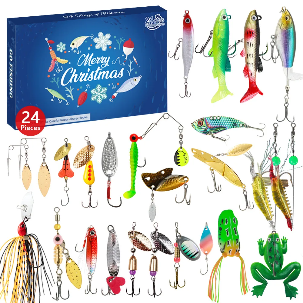 Advent Calendar Fishing Tackle Set 24X Christmas Countdown Calendar With Fishing Lures Set Christmas Fishing Countdown Calendar