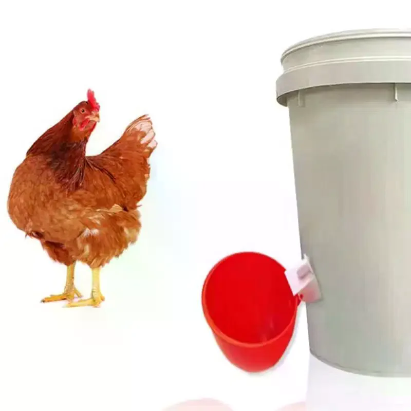 Chicken Drinking Cup Automatic Poultry Drinking Bowl Chicken Waterer Cups Duck Machine Hanging Drinking Bowls Water 5PCS