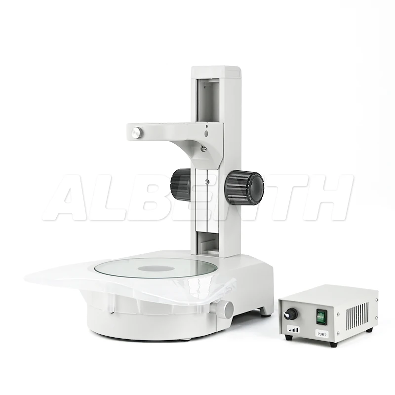 Microscope Track Stand With Rotating Mirror 76mm Coarse Focus Rack Halogen Light Base For Embryo Transfer And IVF Applications