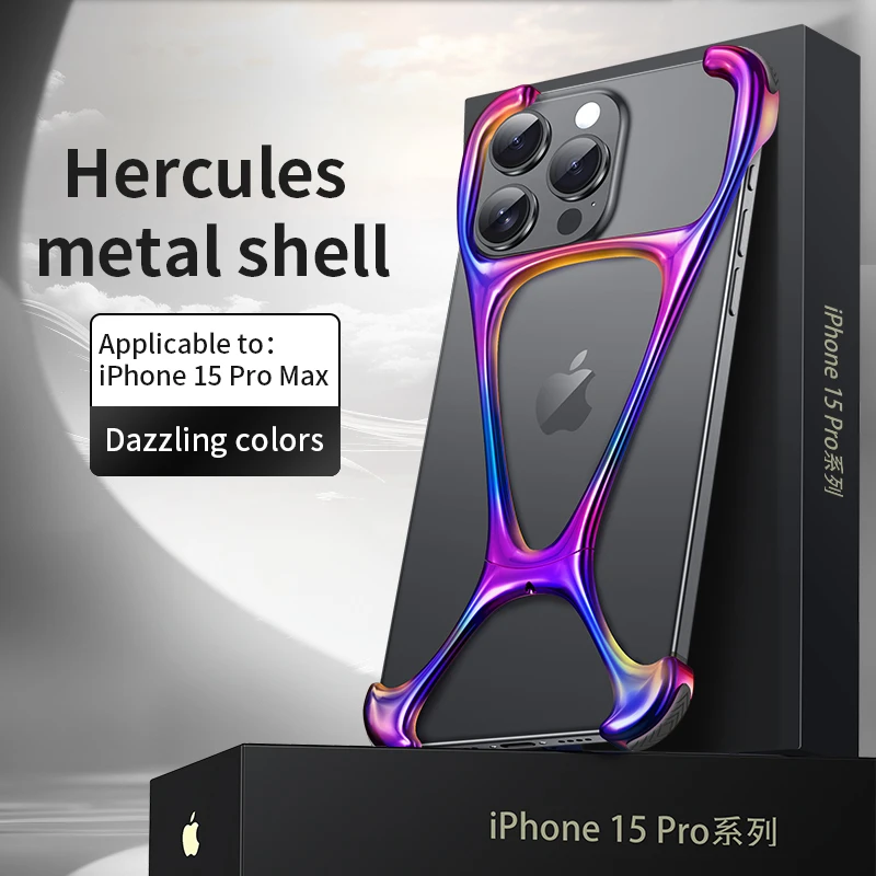 

Metal Frameless Phone Case For Iphone 13 14 15 Pro Max Dazzling Colors Alloy Bare Metal Feel Phone Bumper For IPHON 14 15 Promax