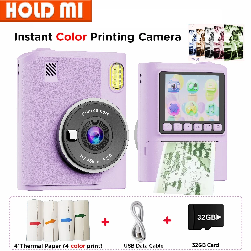 

Детская игрушка-камера с мгновенной печатью и цветными принтами, забавные фильтры, зеркальные эффекты и раскраски, маркеры для DIY Art для мальчиков и девочек, подарок