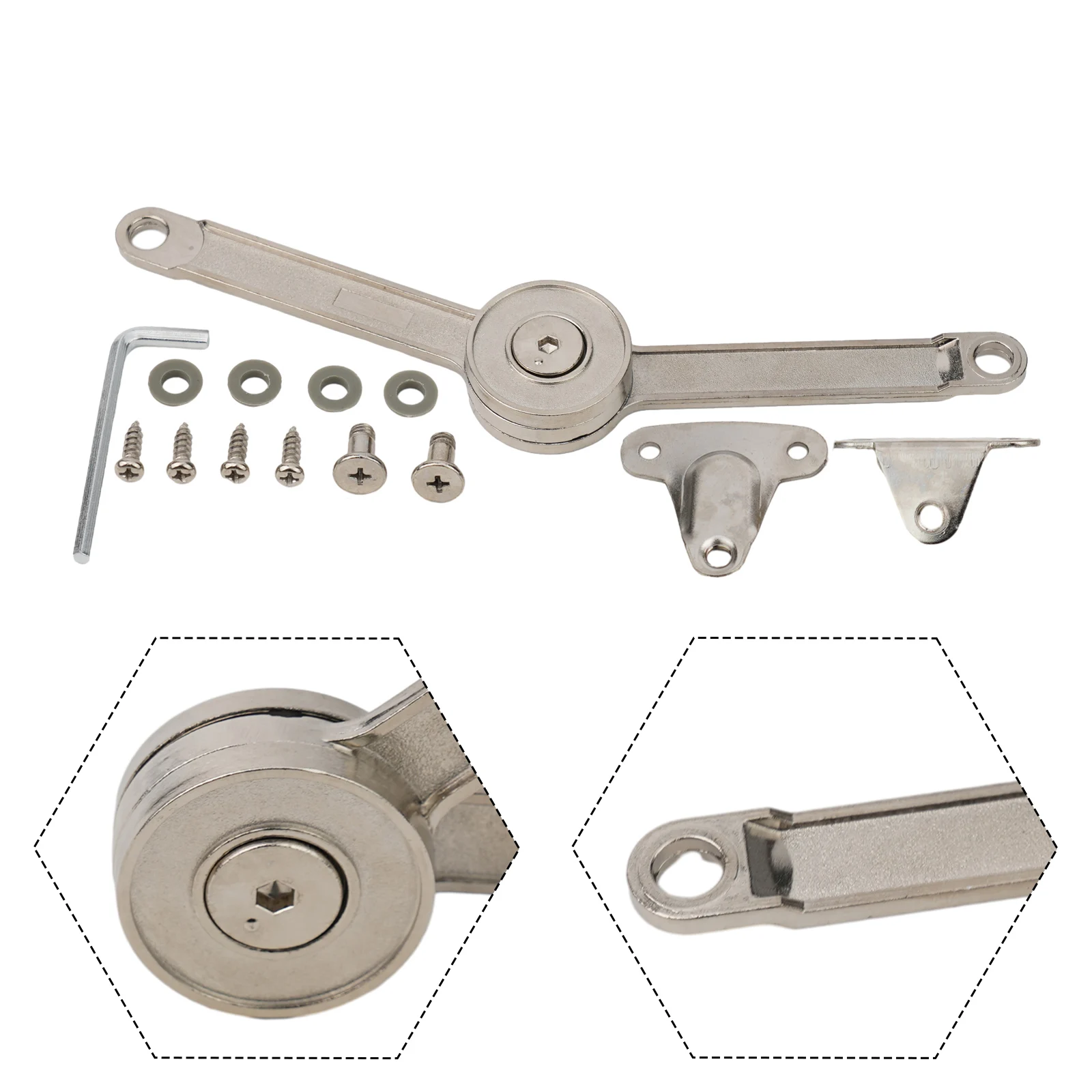 Cabinet Hinges Support Rod Furniture Tool Multi-angle Random Stop Silver Support Rod Zinc Alloy 1pcs Brand New