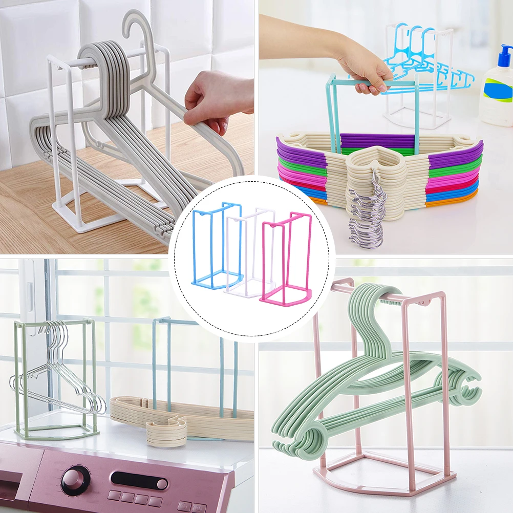 

3 Pcs Hanger Storage Rack Plastic Non-Perforating Household Organizer Shelves Clothes Hanger Holders Space Saving