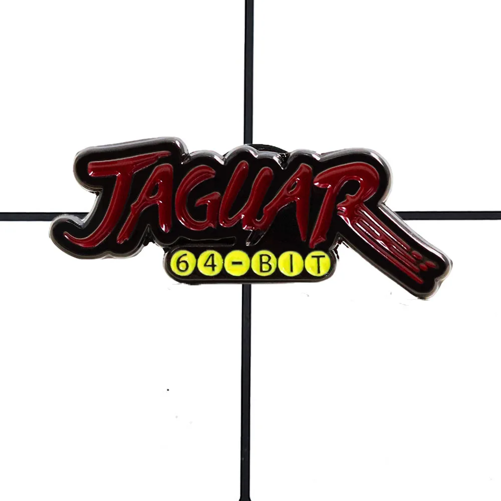 Jaguar 64-Bit-Gaming-Konsolen-Logo-Brosche, klassisches Retro-Videospiel, periphere Metallnadel, nostalgisches Game-Player-Sammlung, Abzeichen