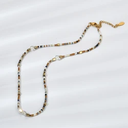 ZMZY Fashion Brand Simple Brown Beads Short Necklace For Women Natural Crystal Stone Choker Necklaces Bijoux Ladies Jewelry