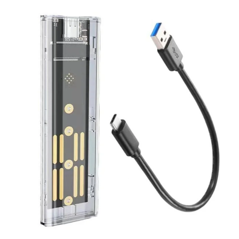 OTZ-2PCS M2 SSD Fall M.2 NVME SSD Gehäuse Tragbare USB 3,1 Typ-C SSD Transparent Festplatte Fall 5Gbps für PC