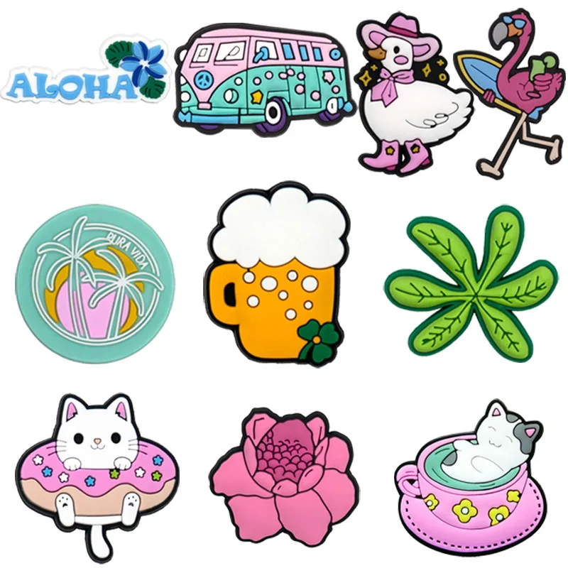 1/10pcs Summer Shoe Charms Beer Cars Shoe Clips Decoration Cats Ducks Flamingo Pins Clog Jean for Women Kids Clog Buckles