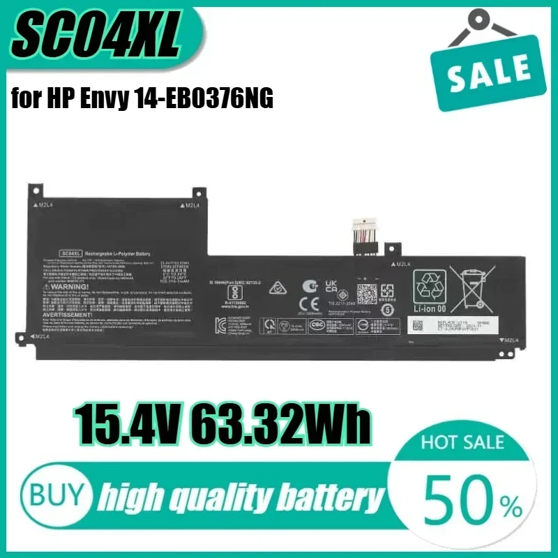 

15.4V 63.32Wh SC04XL Laptop Battery for HP Envy 14-EB0376NG Series M08254-1C1 HSTNN-IB9R M07392-005