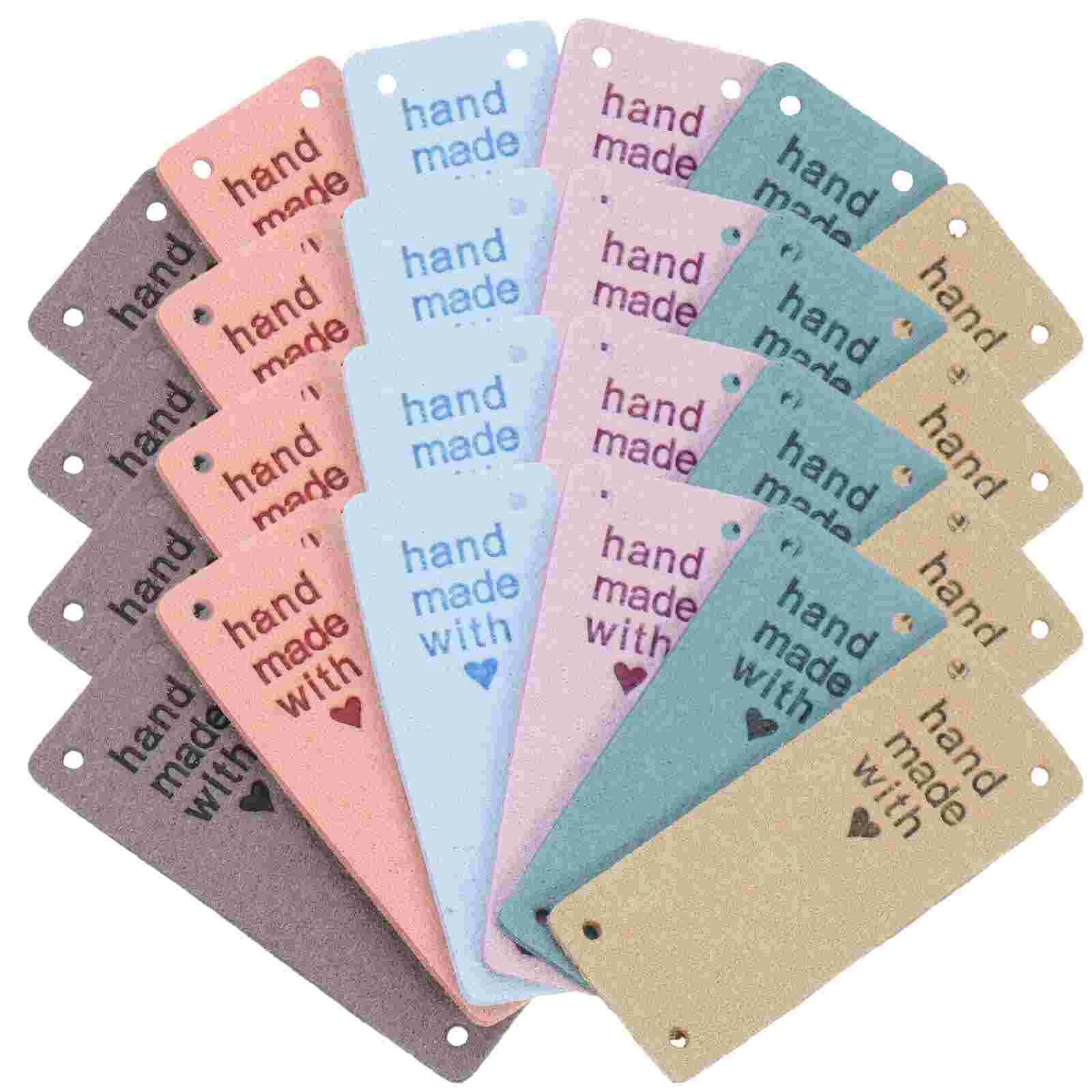

30 шт. бирка ручной работы с тиснением, этикетки из микрофибры, одежда, шляпа, бирки для вязания, одежда