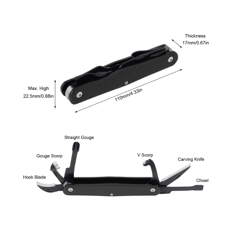 Folding Whittling Cutter Multi-Tool Portable Carving Tool Right Handed Carving Jack for Wood Carving / Woodworking