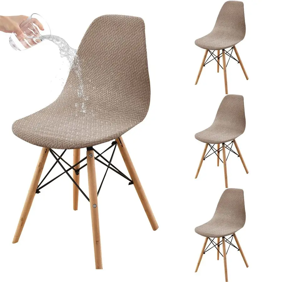 Waterproof Shell Chair Covers,Jacquard Dining Room Chair Slipcover Set of 4 Mid Century Modern Dining Chair Covers Stretchable S