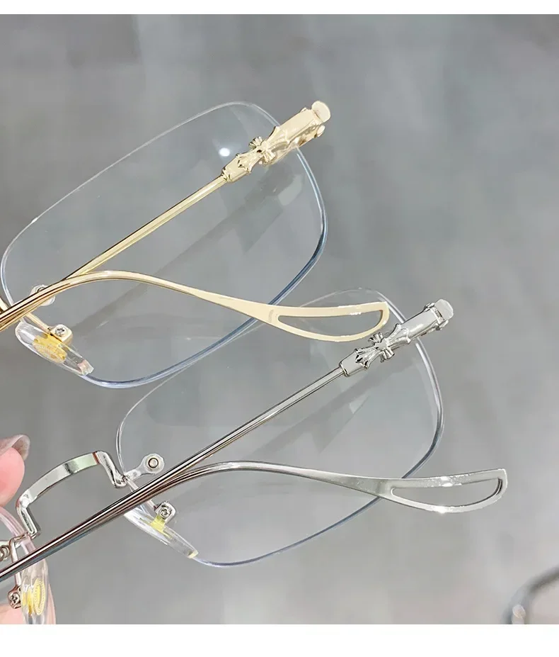 Luxus Diamant Cut Lesebrille Frauen Randlose Anti Blau Licht Brillen Damen Plus Rezept Brillen Dioptrien 0 Bis + 4,0 – Detail 7
