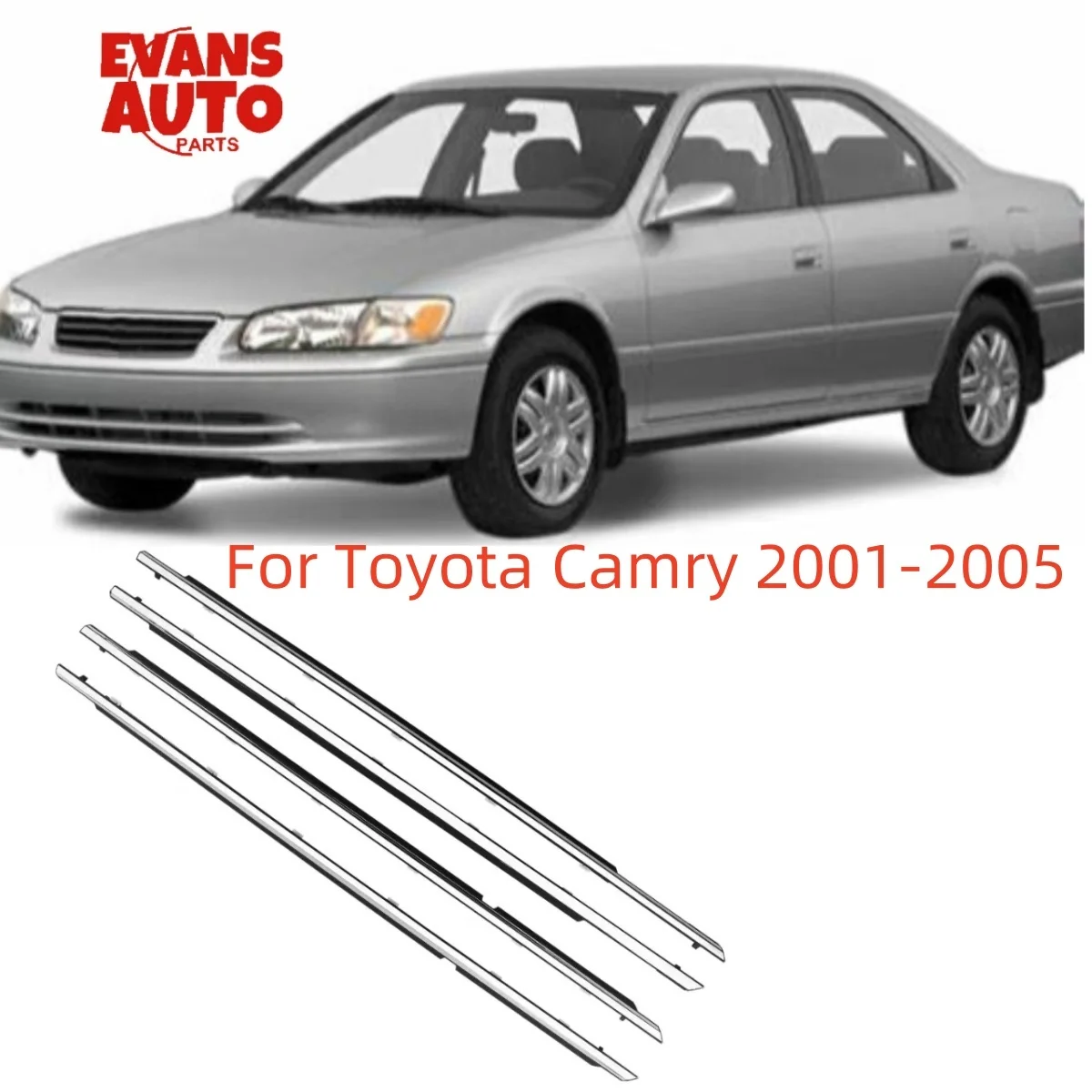 4Pcs Outdoor Car Window Weatherstrip For Toyota Camry 2001-2005 Car Weatherstrip Window Moulding Trim