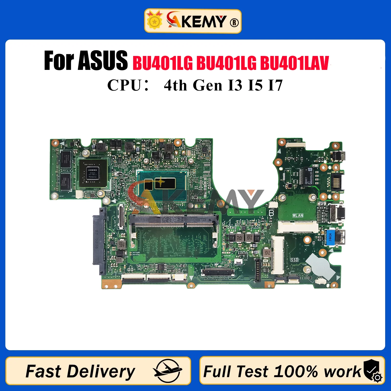 

BU401LG Laptop Motherboard For ASUS ExpertBook BU401L BU401LG BU401LAV Notebook Mainboard With I3 I5 I7 CPU 100% tests OK stk