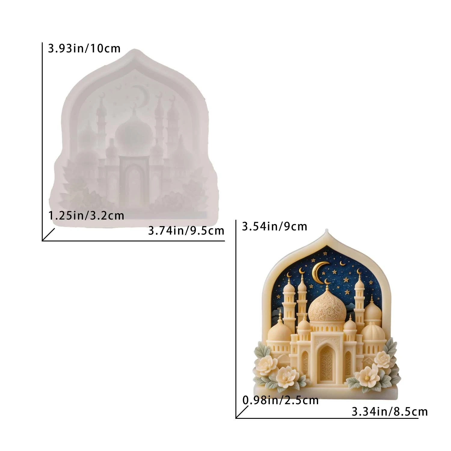 

Ramadan Mosque Silicone Mold Eid Mubarak Castle Candle Soap Mold Muslim Islamic Church Plaster Resin Molds DIY Party Decoration