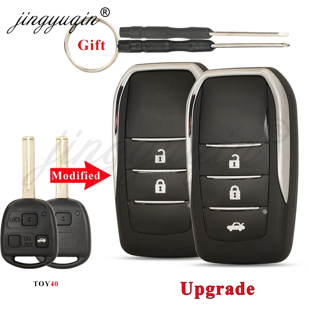 jingyuqin 2/3BTN Modifiziertes Klapp-Fernbedienungs-Autoschlüsselgehäuse für Lexus RX300 RX350 RX400h SC430 GX470 LS400 GS300 ES300 ES330 LX470
