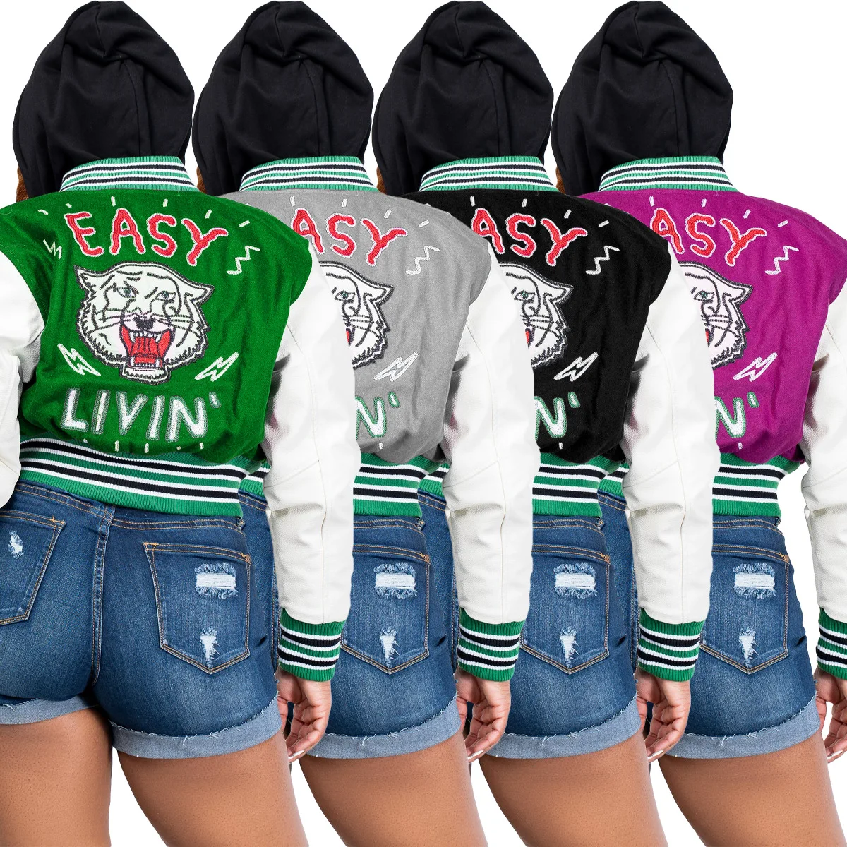 

2025 New Women's Spring and Autumn Long Sleeve Printed Thread Splicing Single-breasted Baseball Jacket jacket varsity jacket