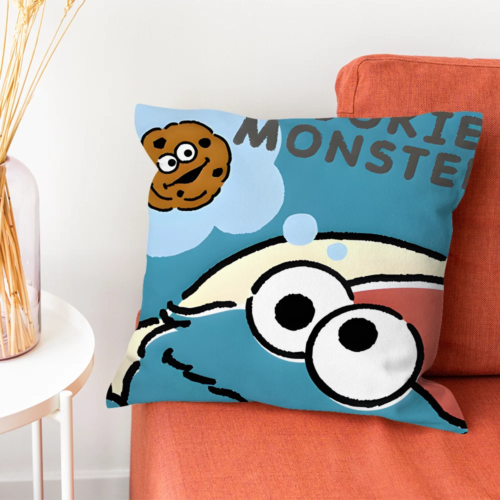 Cartoon C-Cookies Monster Pillow Case Pillow Case Living Room Sofa Cushion Cover Suitable For Home Bedroom Room Decoration