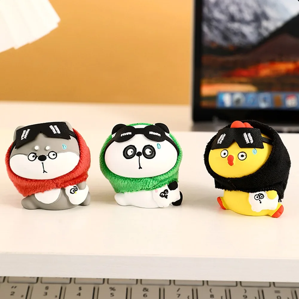 Cartoon Characters Chicken Capybara Desk Ornament Panda Funny Animal Doll Toy Cute Cartoon Small Animal Ornaments Living Room