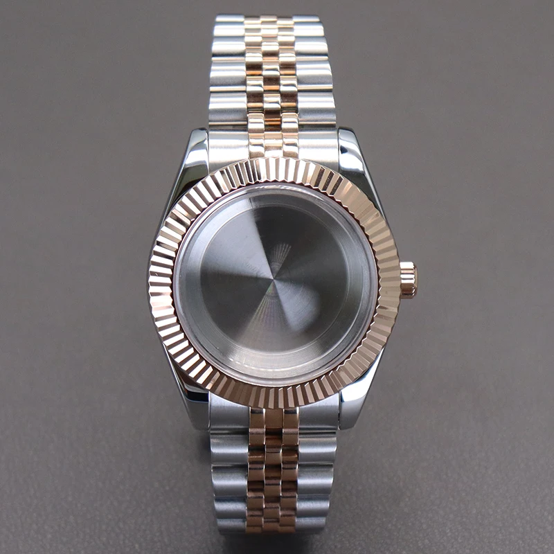 Silber- und Roségoldfarbene 36mm 40mm Luxus-Herrenuhrengehäuse mit Armband für NH34 NH35 NH36 NH38 Miyota 8215 Uhrwerk Zifferblatt Oyster Datejust – Detail 8
