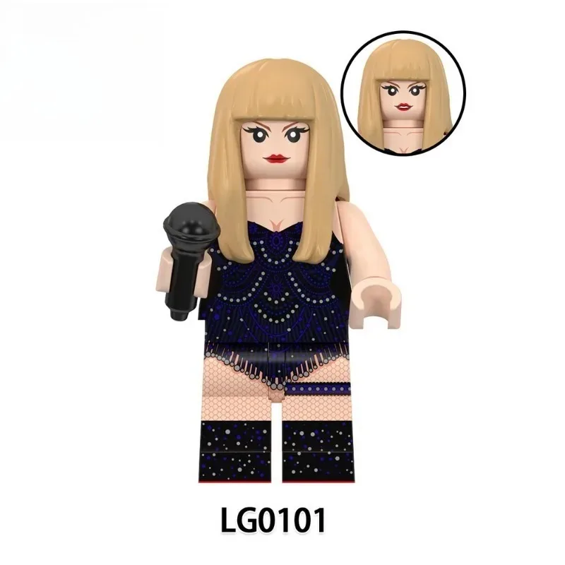 Weihnachtsgeschenk Geburtstagsgeschenk Bausteine Sängerin Humanoid-Puppe Sängerin-Star Mini-Figur zum Zusammenbauen – Detail 4