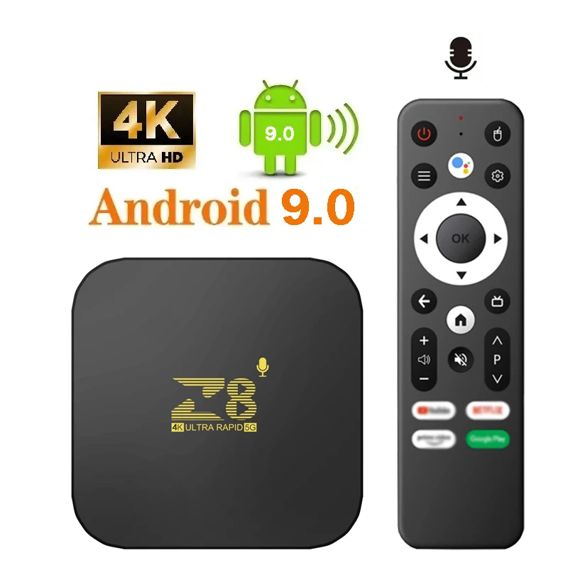 Z8 Android 9.0 TV Box Amlogic S905 Quad Core ARM Cortex-A53 HD 4K 2.4G 5G Wifi BT4.1 Voice remote con PK X96 1GB 8GB Set Top Box