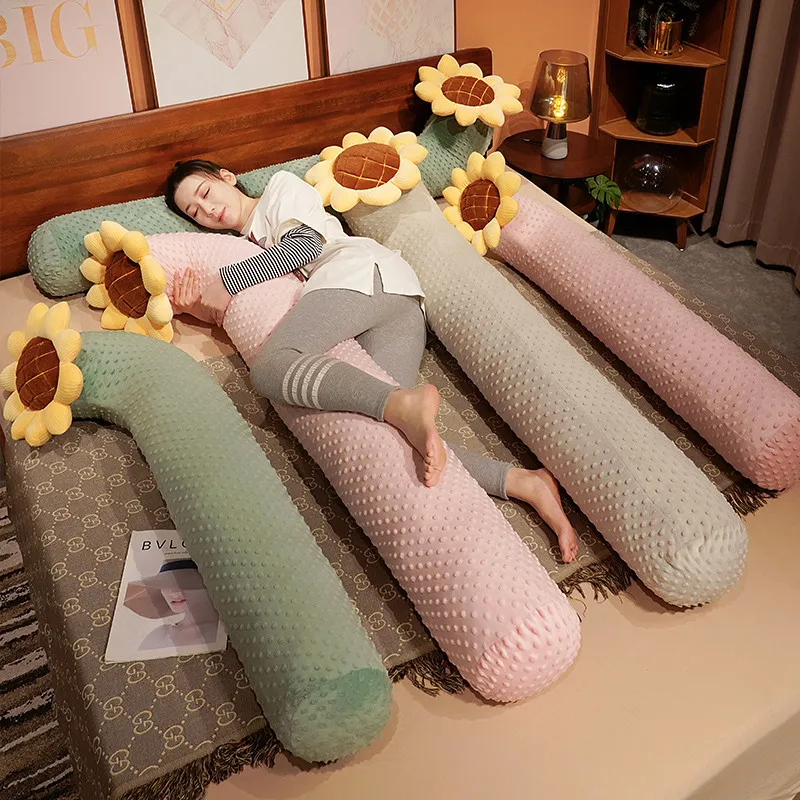 Kawaii Giant Long Plush Plants Flower Dolls Cylindrical Throw Pillow Plush Lovely Sunflower Toys Cushion Room Sofa Bed Decor