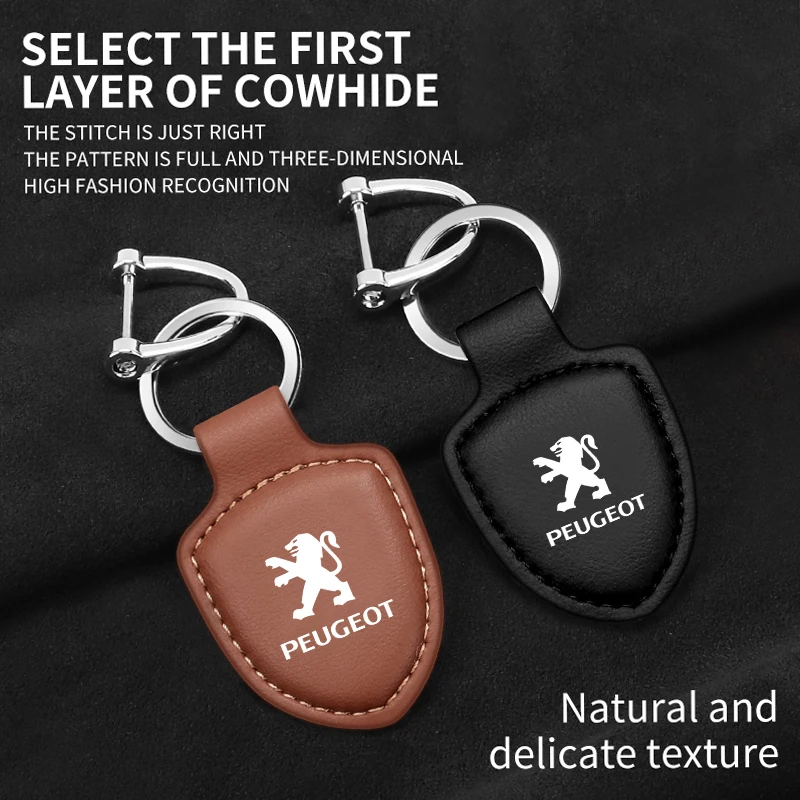 الجلود شعار السيارة حلقة رئيسية درع المفاتيح الرجال النساء هدية لبيجو 2008 3008 307 308 206 207 208 407 508 5008 106 107 205 4008 #2