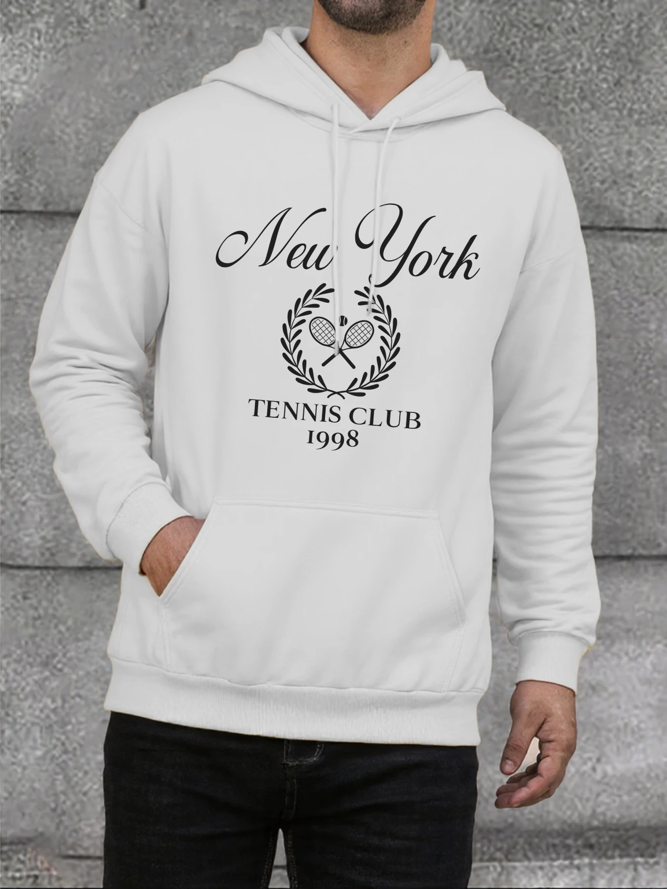 

Мужская толстовка с принтом New York Tennis Club, уличный пуловер в стиле хип-хоп, повседневная флисовая одежда, мягкая осенняя мужская одежда больших размеров