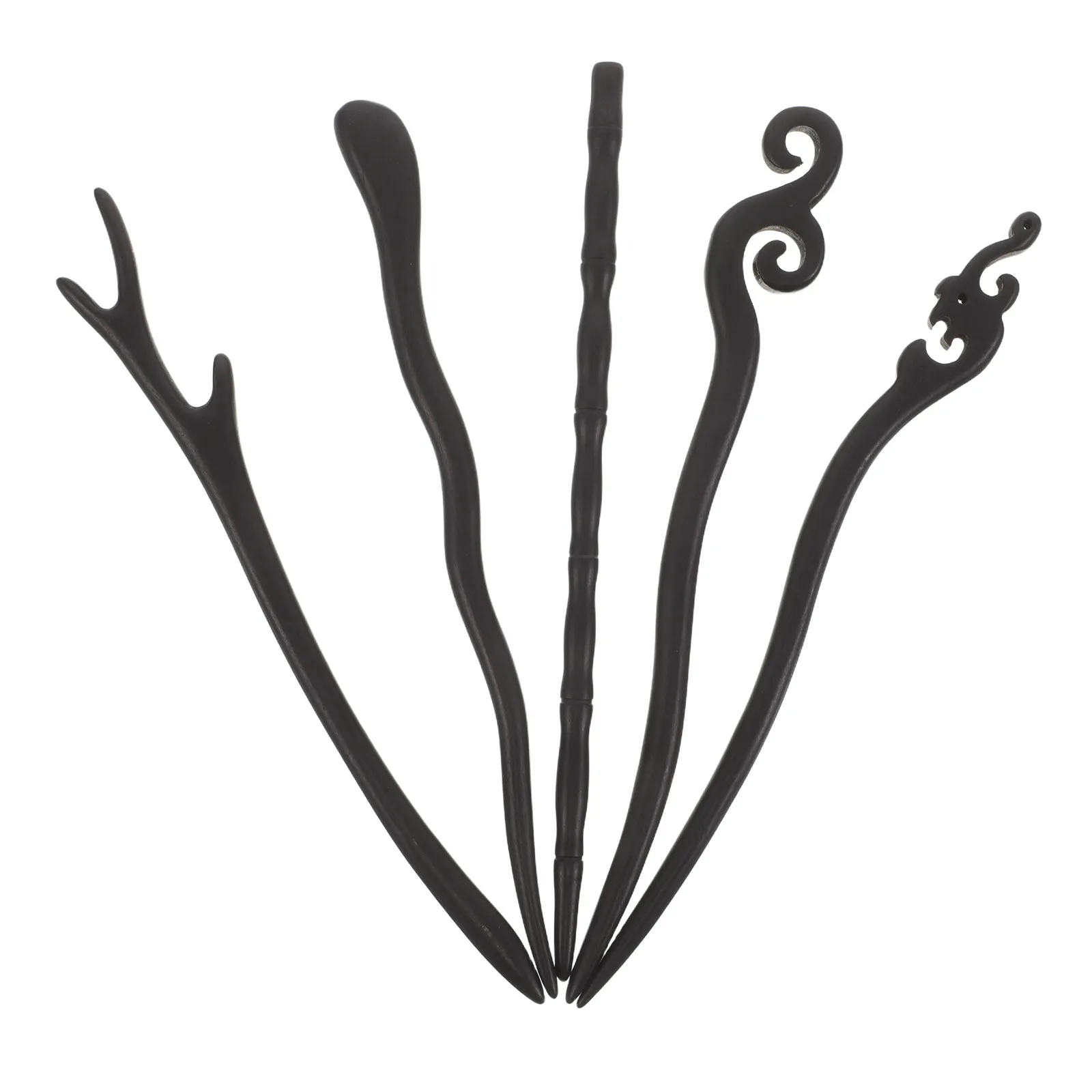 5Pcs Wood Hair Sticks Vintage Hairpin Set Minimalist Chinese Hair Chopsticks for Buns Chignon Updos Festivals Weddings Hanfu