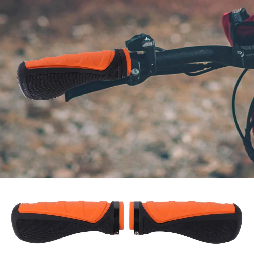 

Противоскользящие велосипедные ручки, оранжевый, черный, мягкий резиновый велосипедный руль, удобный дизайн с замком, руль для электрического скутера