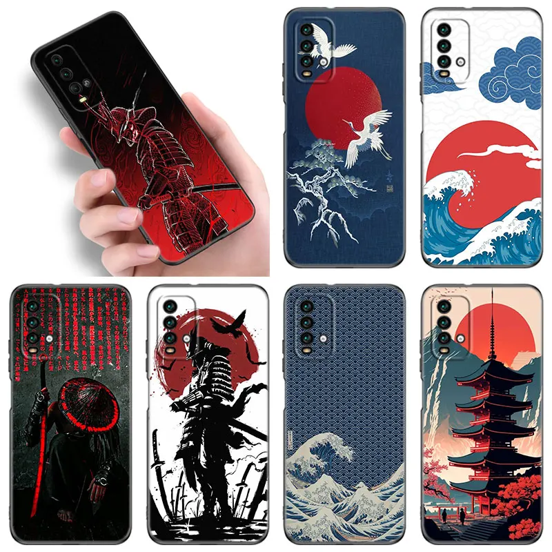 Red Sun Japanese Anime Black Phone Case For Redmi 10 Prime A1 A2 Plus K30 K40 Gaming K60 Pro 9 9A 9C 9T 10A 10C 12 12C 13C