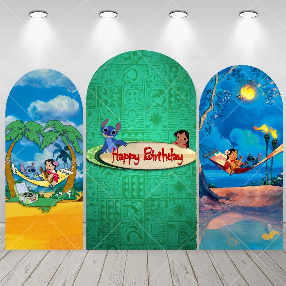 Disney Cartoon Stitch Sea Baby Kid Birthday Gift Party Cartoon Arch Backdrop Custom Kid Room Photography Poster Decor Background