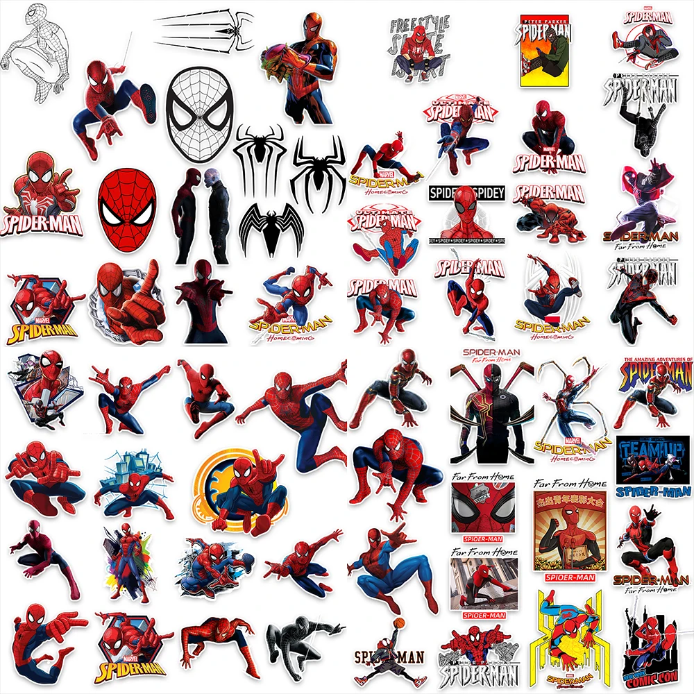 

60PCS Movie Spider Man Anime Stickers Cool Toy Decals DIY Skateboard Stationery Notebook Laptop Party Decoration Sticker Gift