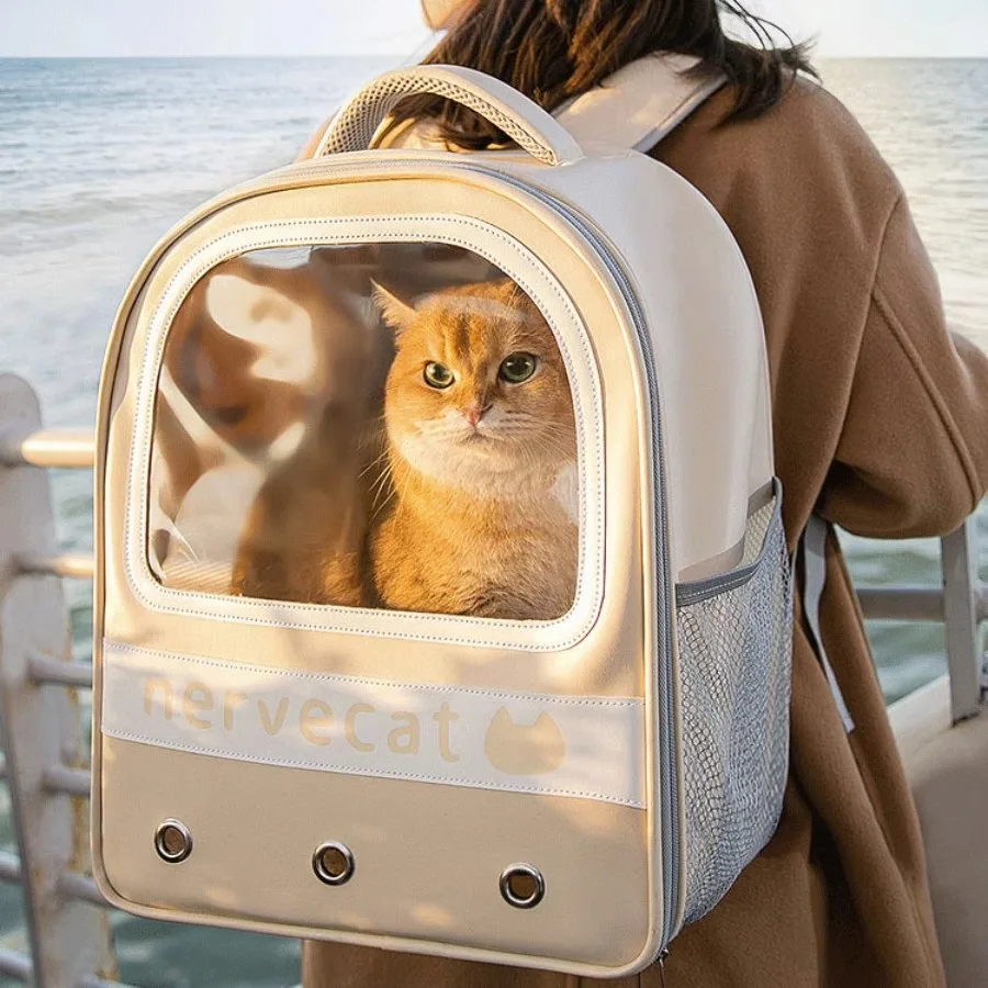 

Cute Cat Bag Backpack Girl Travel Zipper Breathable Cat Bag Portable Outdoor Shoulders Canvas Transport Mochila Gato Cat Carrier