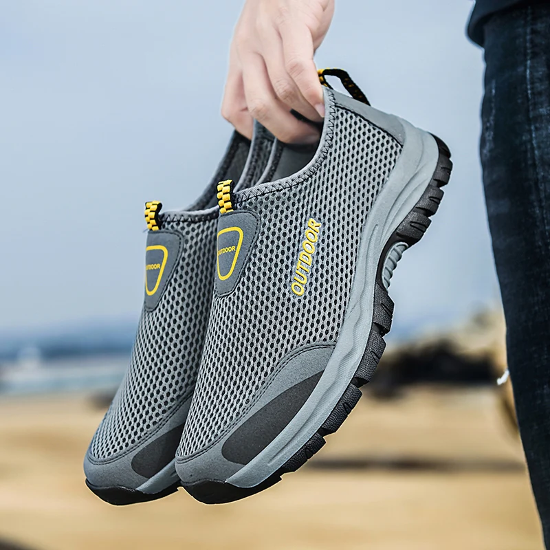 Herren Freizeit schuhe, atmungsaktive Mesh-Sportschuhe, rutsch feste Herren schuhe für den Strand im Freien, Freizeit schuhe mit flachem Boden