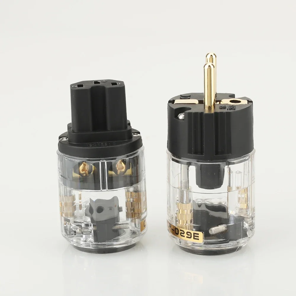 Hi End คู่ P029E+C029 ปลั๊กไฟ EU ขั้วต่อสายไฟตัวเมีย IEC สําหรับสายไฟเสียง