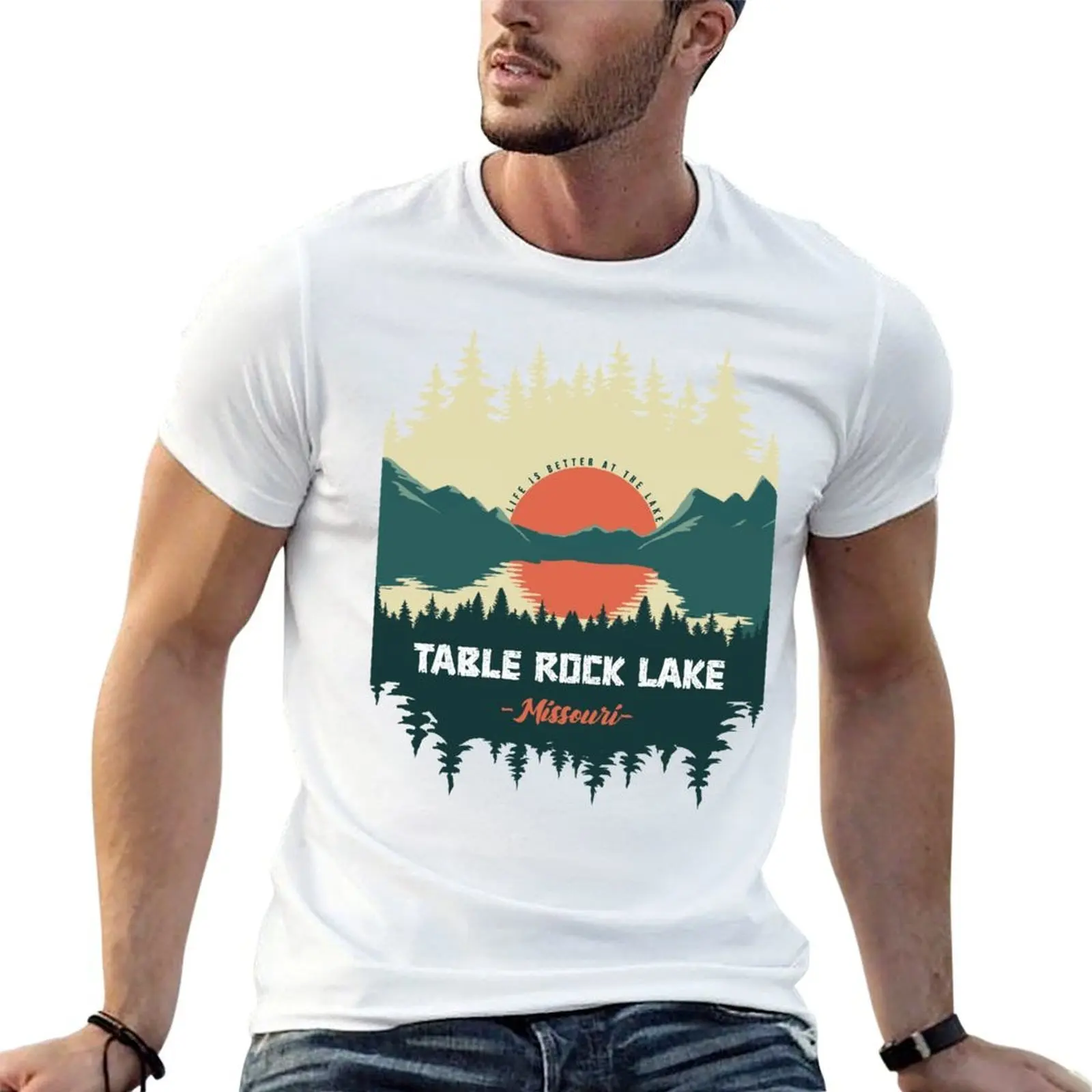 Футболка в стиле ретро Table Rock Lake Missouri, удобная рабочая футболка для мужчин