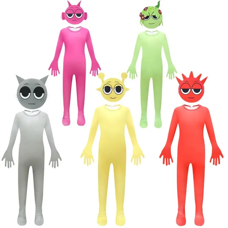 

Детская плюшевая ритм-коробка Sprunki, одежда для косплея, игровая периферия, облегающая одежда, игра Sprunki Wenda Oren Raddy, боди, маска