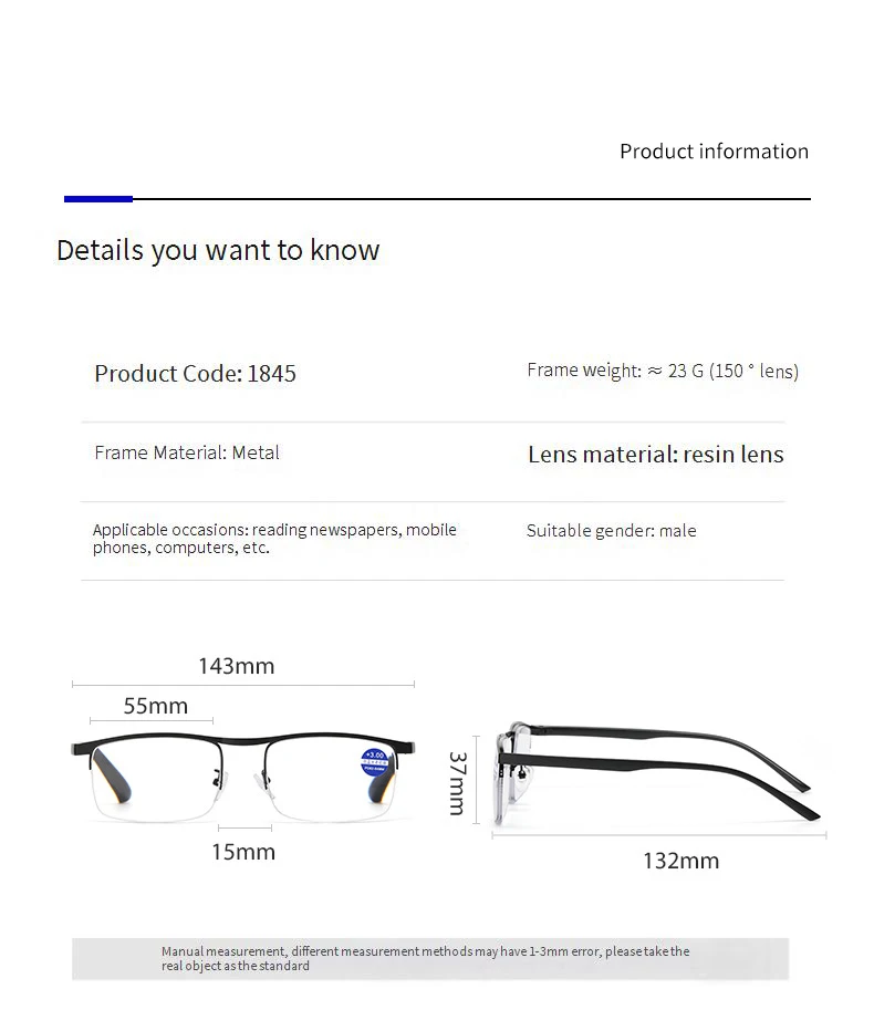 Presbyopie-Brille mit automatischem Zoom, sowohl in der Nähe als auch für progressive multifokale Presbyopie-Brille, Anti-Blaulicht-Brille 1845-1 – Detail 12