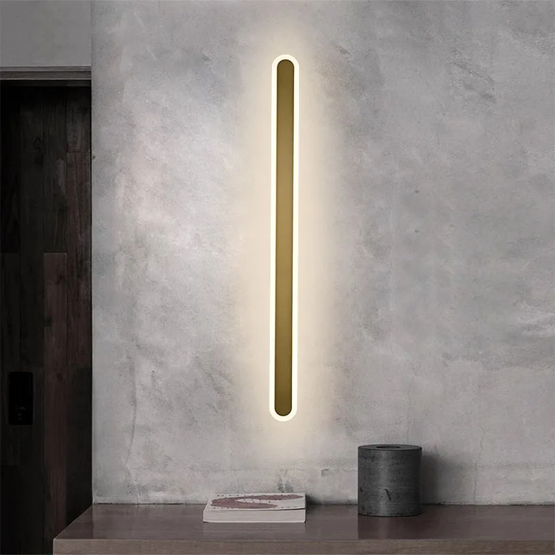 10W 15W Linear Aluminum LED Wall Lamp Black Waterproof Outdoor Wall Sconce for Bedroom Porch Exterior Lighting